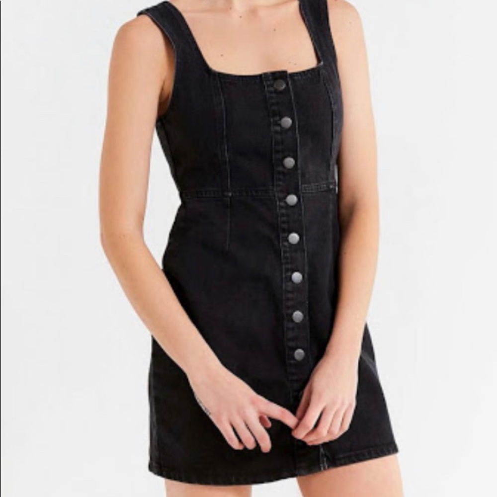 Black denim mini dress